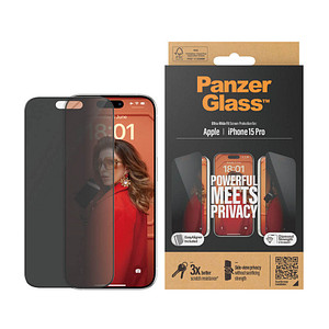 PanzerGlass™ Privacy UWF mit Applikator Display-Blickschutzglas für Apple iPhone 15 Pro