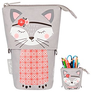 herlitz Stiftehalter Kitty grau Kunststoff 14,0 x 7,5 x 18,5 cm