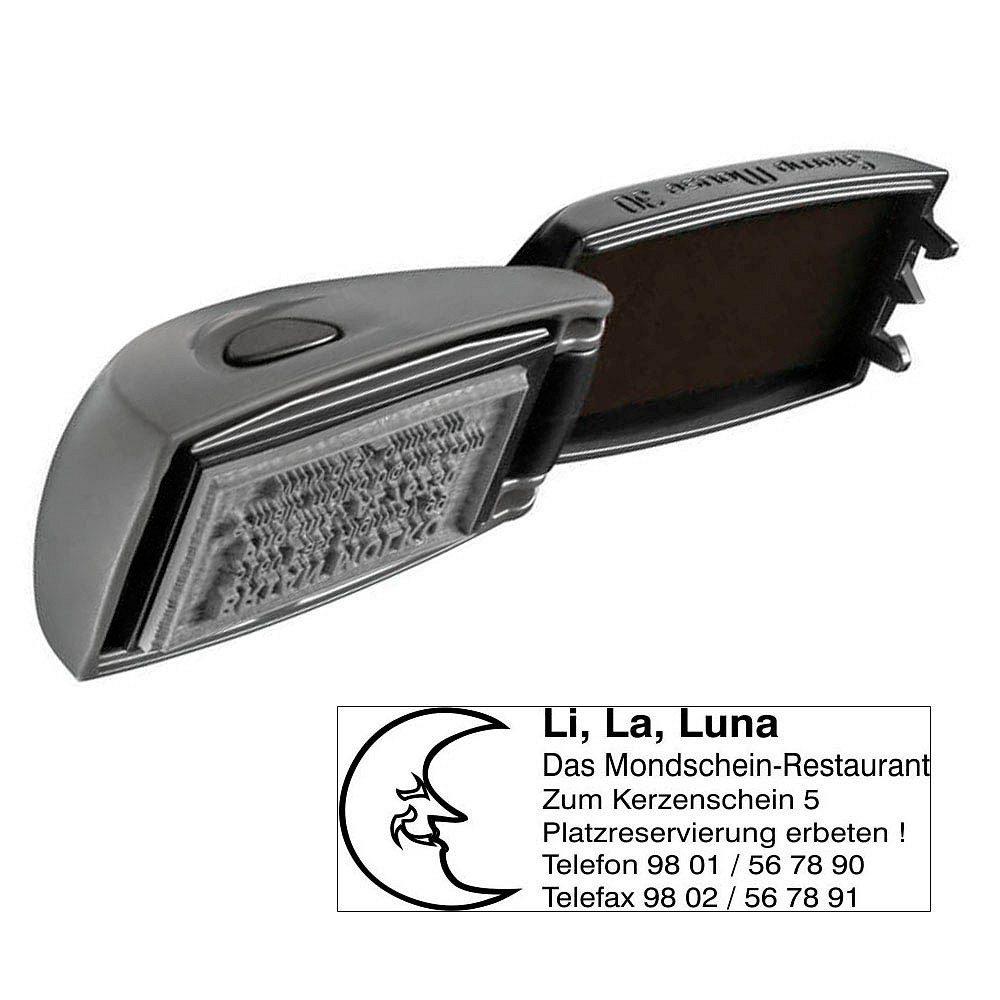 COLOP Textstempel, individualisierbar EOS Stamp Mouse 30 selbstfärbend  schwarz mit Logo ++ büroplus