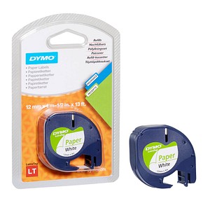 DYMO Schriftband LetraTag 91220 S0721510, 12 mm, schwarz auf weiß, 1 St.