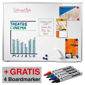 AKTION: Legamaster Whiteboard PREMIUM PLUS 90,0 x 60,0 cm weiß emaillierter Stahl + GRATIS 4 Boardmarker TZ 100 farbsort