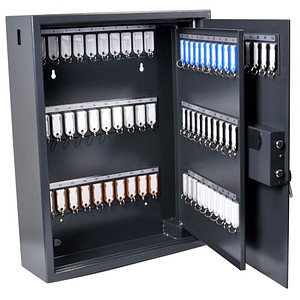 pavo High Security Magnettag Schlüsseltresor grau mit 100 Haken, Elektronikschloss, 48,0 x 15,0 x 60,0 cm, 1 St.