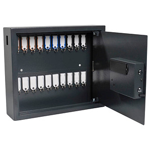pavo High Security Magnettag Schlüsseltresor grau mit 20 Haken, Elektronikschloss, 41,0 x 10,0 x 35,0 cm, 1 St.