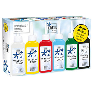 KREUL Fenstermalfarben farbsortiert 6x 80,0 ml