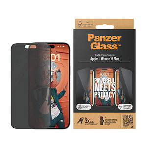 PanzerGlass™ Privacy UWF mit Applikator Display-Blickschutzglas für Apple iPhone 15 Plus