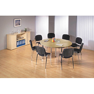 HAMMERBACHER Konferenztisch eiche rund, Rundrohr chrom, 160,0 x 160,0 x 72,0 - 74,0 cm