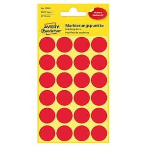 AVERY Zweckform Klebepunkte 3004 rot Ø 18,0 mm, 96 St.