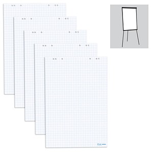herlitz Flipchart-Papier kariert 65,0 x 98,0 cm, 20 Blatt, 5 Blöcke
