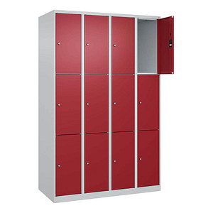 CP Schließfachschrank Classic Plus lichtgrau, rubinrot 080000-403 S10001, 12 Schließfächer 120,0 x 50,0 x 185,0 cm