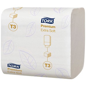 TORK Einzelblatt-Toilettenpapier T3 Premium Extra Soft 2-lagig, 7.560 Tücher