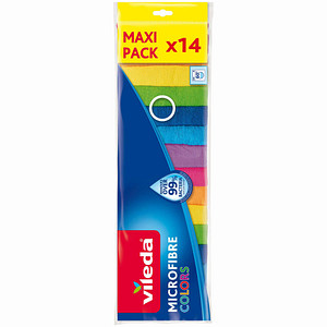 vileda COLORS MAXI PACK Mikrofasertücher Polyester 60 °C waschbar, 14 St.