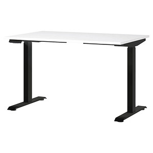 GERMANIA JET höhenverstellbarer Schreibtisch weiß rechteckig, T-Fuß-Gestell schwarz 120,0 x 80,0 cm